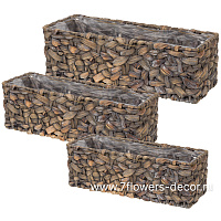 Кашпо плетеное (водный, гиацинт), 28x10xH9 см - 49x16xH13 см, набор (3 шт) - фото 1