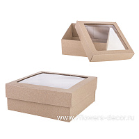 Коробка подарочная с окном (крафт), 15x15xH6 см - фото 1