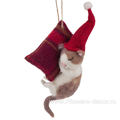 Елочная игрушка Кот (войлок), 13x11xH6 см - фото 1