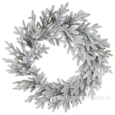 Венок рождественский заснеженный Версальский, D90 см, (ПЭ) - фото 1