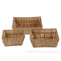 Кашпо плетеное (пластик), 17x17xH8 см - 25x25xH8 см, набор (3 шт) - фото 1