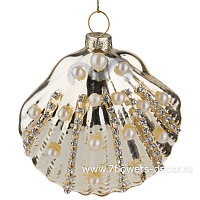 Елочная игрушка "Ракушка" (стекло), 8x4,5xH7,5 см - фото 1