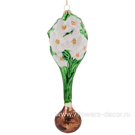 Елочная игрушка Нарцисс (стекло), H21 см - фото 1