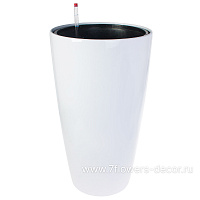 Кашпо PLANTA VITA "Vase Silk white" с автополивом (пластик), D42xH77 см - фото 1