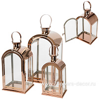 Фонарь (металл, стекло), 25x20xH45 см - 15x11,5xH28,5 см, набор (3 шт) - фото 1