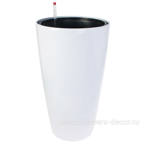 Кашпо PLANTA VITA Vase Silk white с автополивом (пластик), D42xH77 см - фото 1