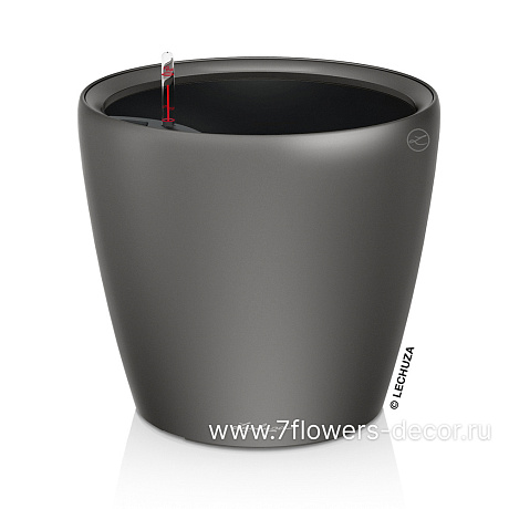 Кашпо Lechuza Classico Complete charcoal metallic (пластик), D70xH64 см - фото 1