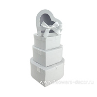 Коробка подарочная "Сердце с бантом", 21х19хH9 см, 15,5х14хH5,5 см, набор (4 шт), с окном - фото 1