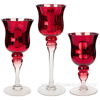 Подсвечник "Christmas" (стекло), H30 см, H25 см, H20 см, набор (3 шт) - фото 1