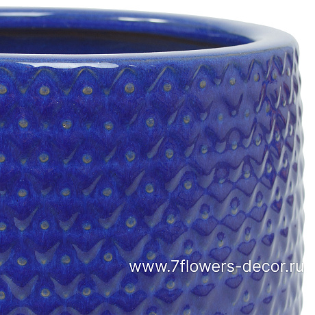 Кашпо Nobilis Marco Royal Blue Relief Jar (керамика), D31хH25 см - фото 2