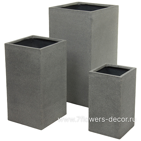 Кашпо Nobilis Marco Plain grey stone Column (файкостоун), 25x25xH45 см - фото 3