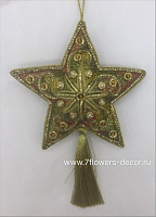 Елочная игрушка "Звезда" (парча, бисер) - фото 1
