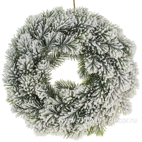 Венок искусственный еловый заснеженный (пластик), D30 см - фото 1