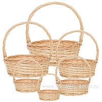 Корзина плетеная (ива), D40xH14/41 см - D18xH9/22 см, набор (6 шт) - фото 1