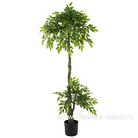 Дерево искусственное в кашпо "Фикус Бенджамина", Н180 см, 2 головы, 1116 листьев - фото 1