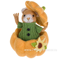 Фигура "Медвежонок в тыкве" (войлок), D15xH22 см - фото 1