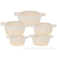 Корзина плетеная (ткань), 34x24xH13 см - 23x17xH9 см, набор (5 шт) - фото 1