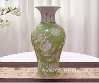 Ваза "Шинуазри Весенний зеленый" (керамика), D16xH33,5 см - фото 1