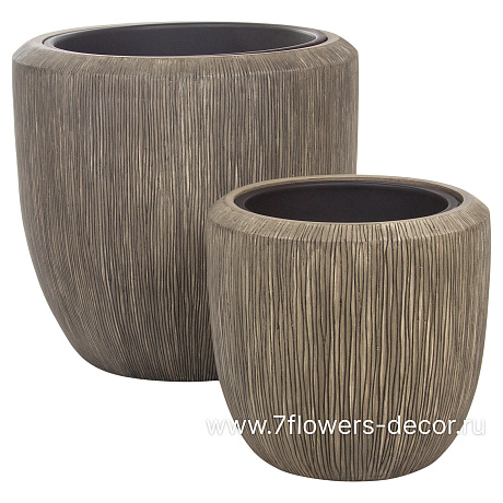 Кашпо Nobilis Marco Pw-woodgrey Round, (полистоун), D55хH52 см, с тех.горшком - фото 3