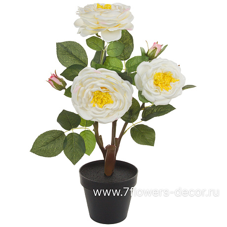 Растение искусственное Роза в кашпо, H45 см - фото 1