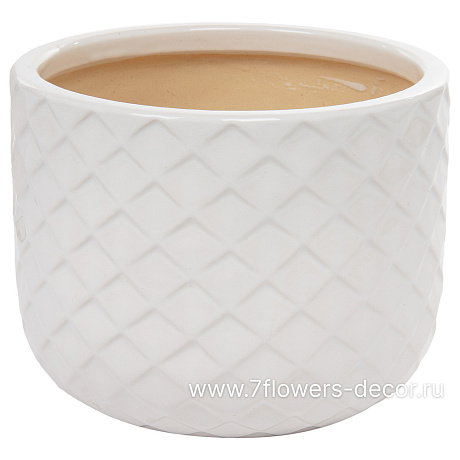 Кашпо Nobilis Marco White Relief Jar (керамика), D23хH18 см - фото 1