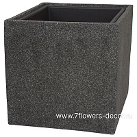 Кашпо Nobilis Marco "Rock2-grey Cube" (полистоун), 20х20хH20 см, с тех.горшком - фото 1