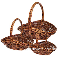 Корзина плетеная (ива), 44x34xH16/32 см - 32x23xH12/22 см, набор (3 шт) - фото 1