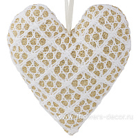 Елочная игрушка "Сердце" (ткань), 9xH9 см - фото 1