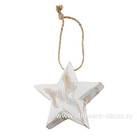 Елочная игрушка "Звезда" (дерево), H5,5 см - фото 1