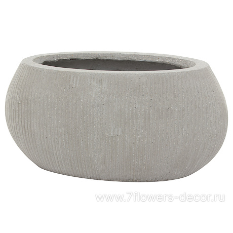 Кашпо Nobilis Marco Vertical stripes rough cement Oval (файкостоун), 46х23хH22 см - фото 1