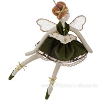 Елочная игрушка "Ангел" (бархат), 24xH28 см - фото 1