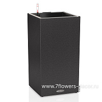 Кашпо Lechuza "Canto Stone LED High Complete graphite black" (пластик), 30x30xH56 см - фото 1