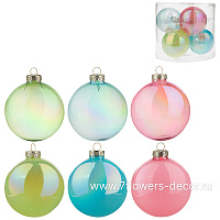 Елочная игрушка "Шар" (стекло), D8 см см, набор (6 шт) - фото 1