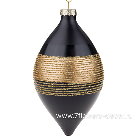 Елочная игрушка Олива (стекло), D6xH14,5 см - фото 1