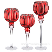 Подсвечник "Christmas" (стекло), H40 см, H35 см, H30 см, набор (3 шт) - фото 1