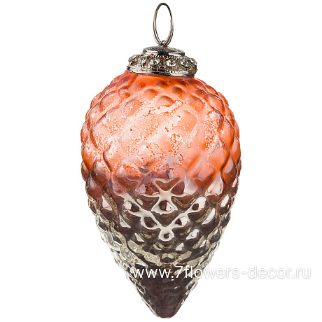 Елочная игрушка Шишка (стекло), H10 см - фото 1