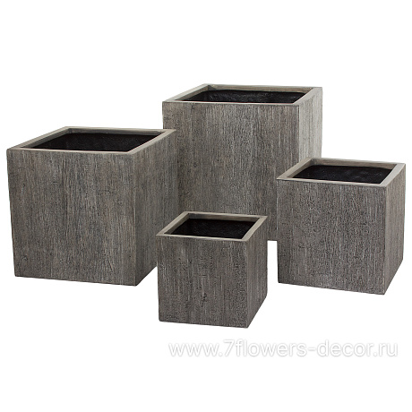 Кашпо полистоун Nobilis Marco Pw-hwoodgrey Cube, 50х50хH50 см - фото 3
