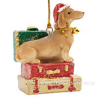 Елочная игрушка "Такса " (полирезин), 6x3,5xH10 см - фото 1