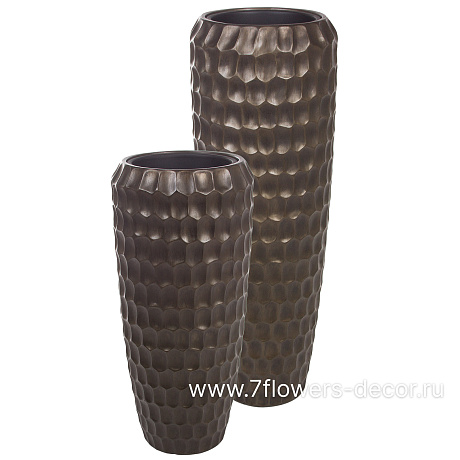 Кашпо Nobilis Marco Pab-coal Cells Vase (полистоун), D34хH97 см, с тех.горшком - фото 3