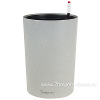 Кашпо PLANTA VITA "Cylinder Stone grey" с автополивом (пластик), D23xH33 см - фото 1
