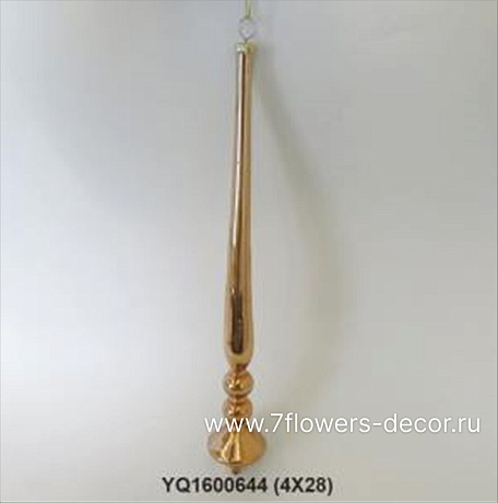 Елочная игрушка Сосулька (стекло), D4xH28 см - фото 1