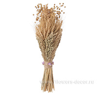 Букет из сухоцветов "Фантазия" пшеница, лен, рогоз - фото 1
