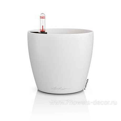 Кашпо Lechuza Classico Color 14 Complete white (пластик), D15xH13,5 см - фото 1