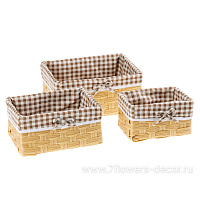 Кашпо плетеное (пластик), 18x12xH8 см - 26x20xH12 см, набор (3 шт) - фото 1