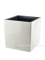 Кашпо Lechuza "Cube Premium Complete white high gloss" (пластик), 30x30xH30 см - фото 1