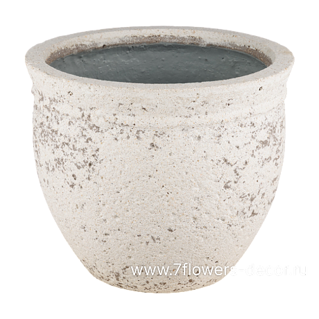 Кашпо Nobilis Marco Plain Ivory natural stone Round (файкостоун), D33xH28 см - фото 1