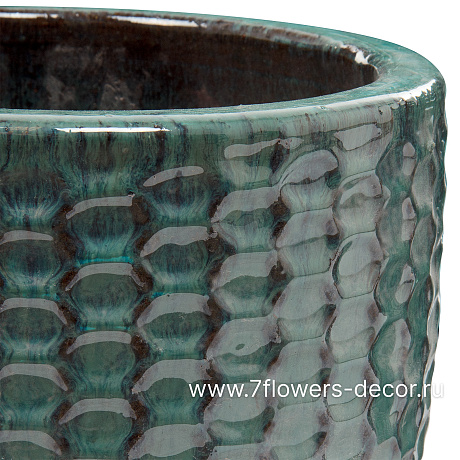 Кашпо Nobilis Marco Ocean Blue Relief Jar (керамика), D27хH24,5 см - фото 2