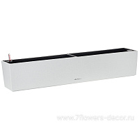 Кашпо Lechuza "Balconera Stone 100 Complete quarz white" (пластик), 100x19xH19 см - фото 1
