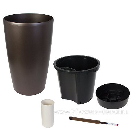 Кашпо PLANTA VITA Vase Matt espresso с автополивом (пластик), D33xH57 см - фото 2