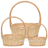 Корзина плетеная (ива), D38xH14/44 см - D27xH10/32 см, набор (3 шт) - фото 1